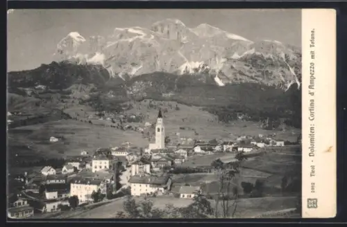 AK Cortina d`Ampezzo, Vista panoramica delle Dolomiti con la chiesa e il paesaggio circostante
