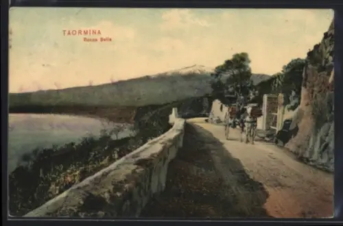 AK Taormina, Rocca Bella con vista sul paesaggio naturale e sentiero storico