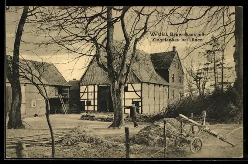 AK Lünen, Westfäl. Bauernhaus mit Ziegelanbau