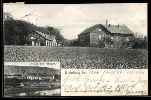 AK Boffzen, Gasthaus Steinkrug, Corvey bei Höxter