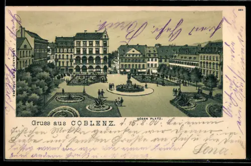 Lithographie Coblenz, Göben Platz