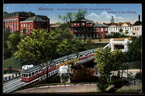 AK Hamburg-Neustadt, Hochbahnbrücke über die Helgoländer Allee, Eisenbahn