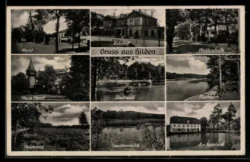 AK Hilden, Markt, Haus Horst, Heideweg, Walderstrasse