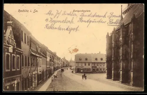 AK Rochlitz i. Sa., Strasse am Kunigundenplatz