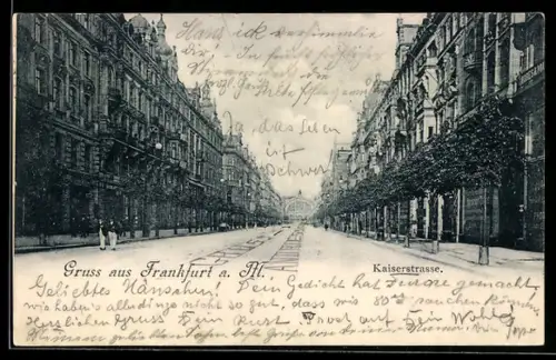 AK Frankfurt a. M., Partie in der Kaiserstrasse mit Geschäften
