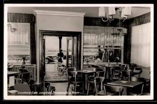 AK Rüdesheim am Rhein, Konditoren-Café Jungmann, Speiseraum