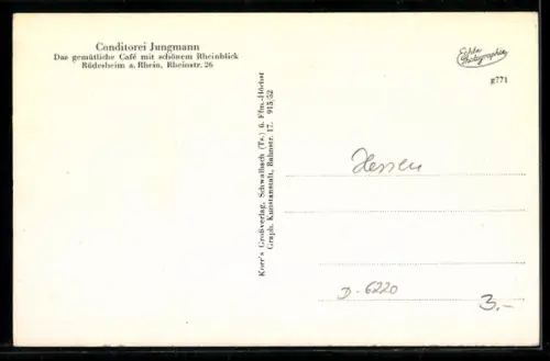 AK Rüdesheim am Rhein, Konditoren-Café Jungmann, Speiseraum