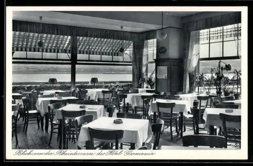 AK Rüdesheim am Rhein, Blick von den Rheinterrassen des Hotel Germania