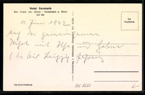 AK Rüdesheim am Rhein, Blick von den Rheinterrassen des Hotel Germania