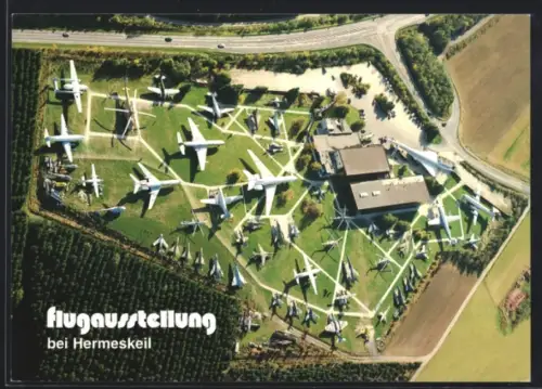 AK Hermeskeil bei Trier, 25 Jahre Flugausstellung, Flugzeuge, Luftbild
