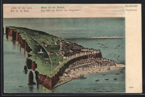 AK Helgoland, Inselansicht aus der Vogelschau