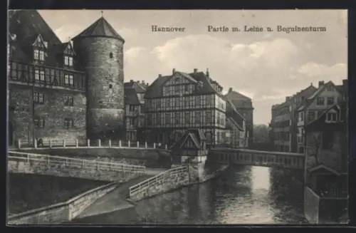 AK Hannover, Partie mit Leine und Beguinenturm
