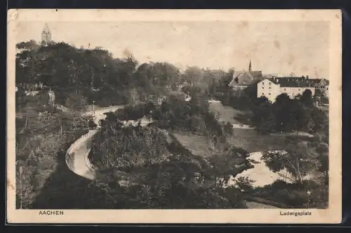 AK Aachen, Ludwigsplatz aus der Vogelschau