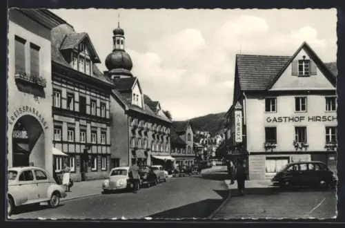 AK Schramberg im Schwarzwald, Hauptstrasse, Kreissparkasse, Gasthof Hirsch