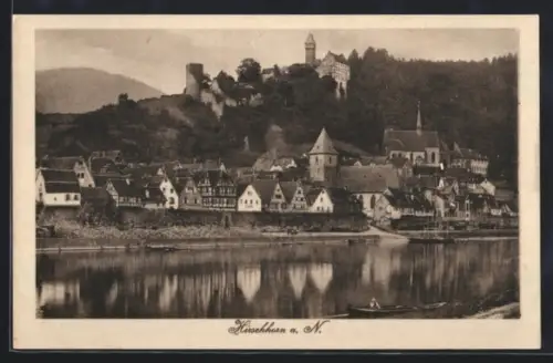 AK Hirschhorn a. N., Stadtansicht mit Burg und Kirche