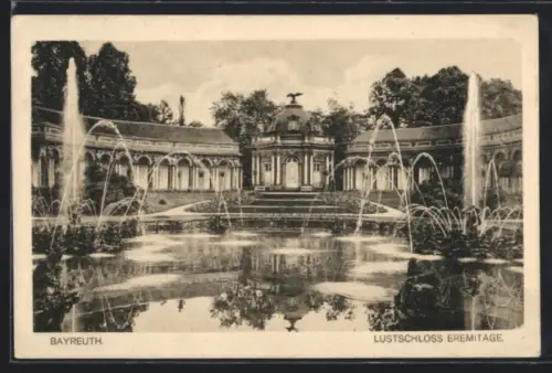AK Bayreuth, Lustschloss Eremitage, Springbrunnen