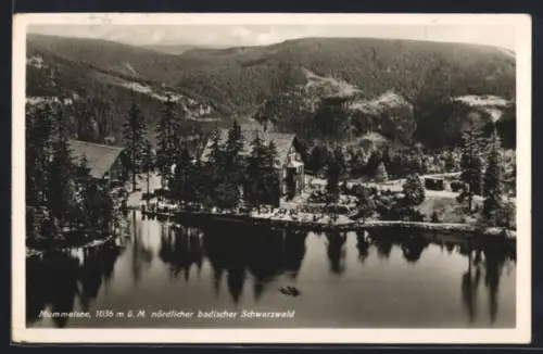 AK Mummelsee /nördlicher badischer Schwarzwald, Ortsansicht aus der Vogelschau