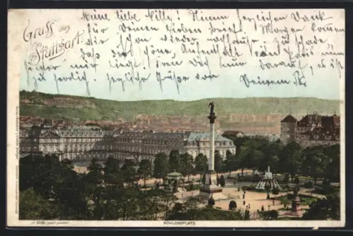 AK Stuttgart, Ortsansicht aus der Vogelschau