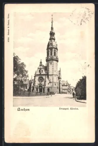 AK Aachen, Ortspartie vor der Evangelischen Kirche