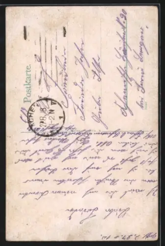 AK Aachen, Ortspartie mit Rathaus und Springbrunnen