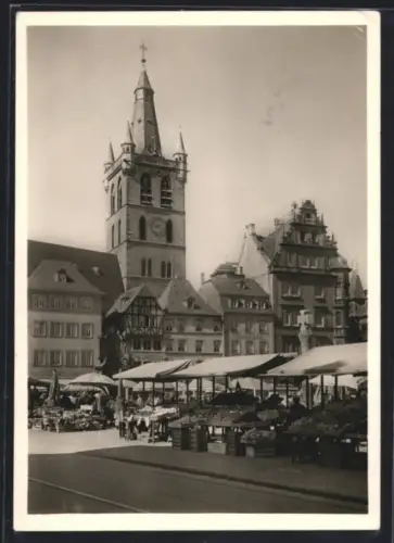 AK Trier, Hauptmarkt mit Gongolfskirche