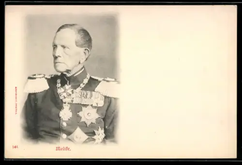 AK Moltke in Uniform mit Orden, Reichseinigungskriege
