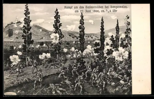 AK Langensalza, Kampf um das Badewäldchen 1866