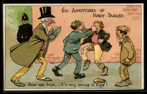 AK Polizist bei zwei kämpfenden Jungen