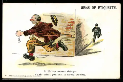 AK Dieb rennt vor einem Polizisten weg