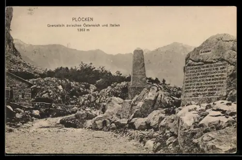 AK Plöcken, Grenzstein zwischen Österreich und Italien