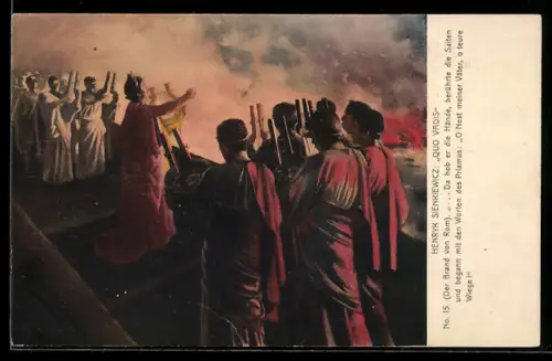 Künstler-AK sign. Henryk Sienkiewicz: Quo Vadis, Der Brand von Rom