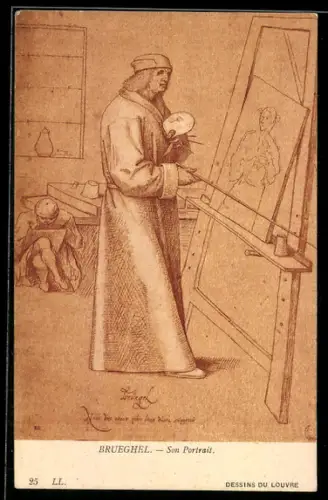 AK Portrait von Maler Brueghel bei der Arbeit