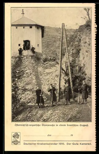 AK Österreichisch-ungarische Grenzwache in einem bosnischen Engpass in Uniform mit Gewehren