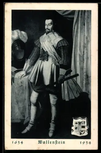 AK Wallenstein in einem Raum stehend, Porträt