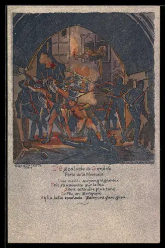 AK Genf, Porte de la Monnaie, L`Escalade de Genève, Reformation