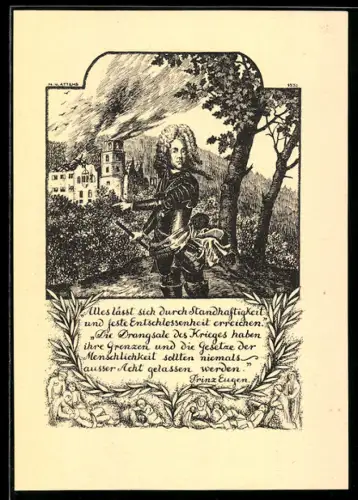 Künstler-AK Prinz Eugen von Österreich, Alles lässt sich durch Standhaftigkeit...