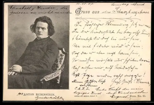 AK Portrait von Komponist Anton Rubinstein in einem Stuhl