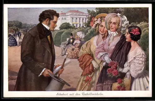 AK Franz Schubert mit den Tschöllmäderln