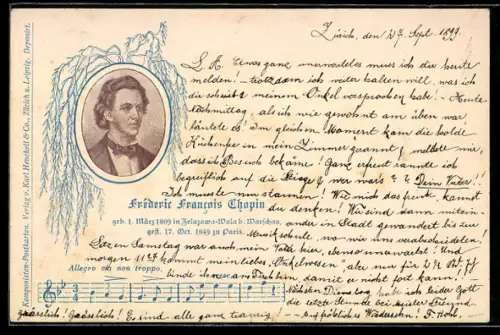 AK Portrait von Komponist Fréderic Francois Chopin