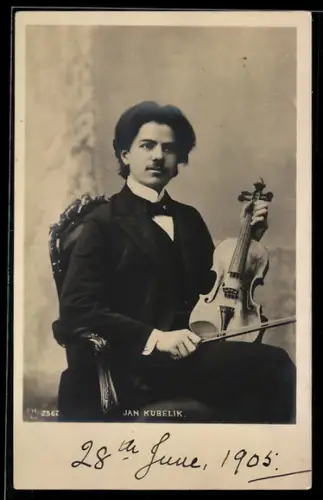 AK Portrait von Geiger und Komponist Jan Kubelik mit Violine
