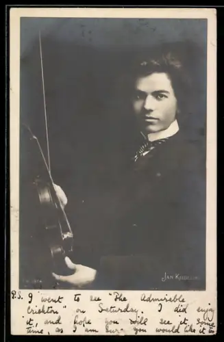AK Portrait von Geiger und Komponist Jan Kubelik mit Violine