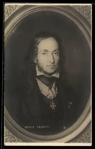 AK Portrait von Violinist und Bratschist Niccolò Paganini mit Orden