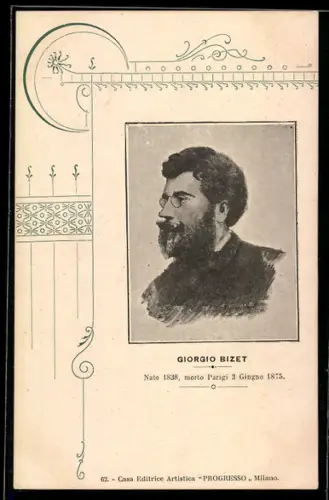 AK Portrait von Komponist Giorgio Bizet im Halbprofil