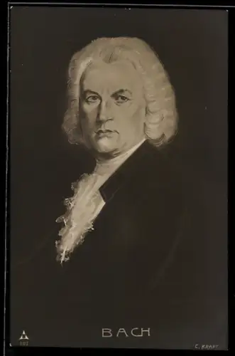 AK Komponist Bach mit ernstem Blick