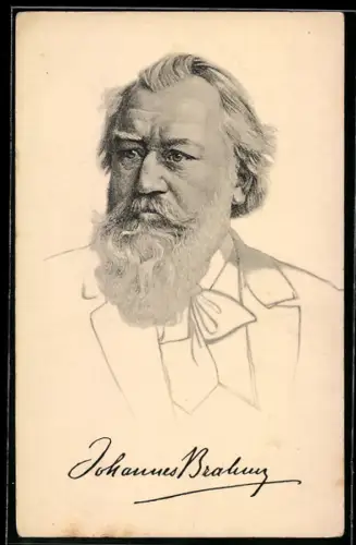 AK Johannes Brahms, der Komponist mit hohen Geheimratsecken und grauem Vollbart
