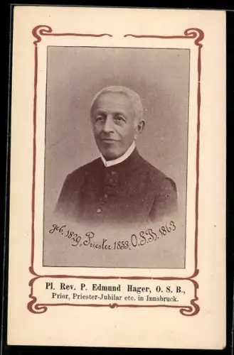AK Portrait Pl. Rev. P. Edmund Hager, O.S.B., Prior, Priester-Jubilar