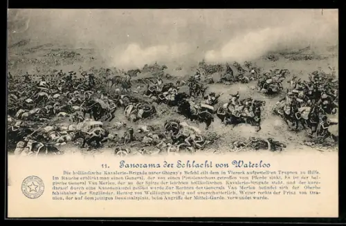 AK Panorama der Schlacht bei Waterloo 1815, Angriff der holländischen Kavallerie-Brigade