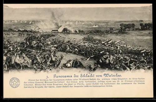 AK Schlacht bei Waterloo 1815, Aufstellung der Kürassiere und roten Dragoner