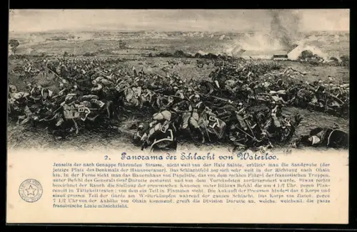 AK Schlacht bei Waterloo 1815, Gefechtsszene jenseits der nach Genappe führenden Strasse