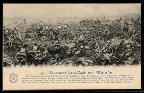 AK Schlacht bei Waterloo 1815, Infanterie-Regimenter Nr. 30 und Nr. 70 im Kampf